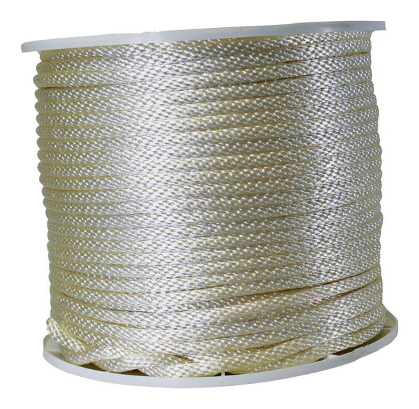Cuerda trenzada sólida Wellington de nailon blanco de 3/8" x 500' Lehigh Group G1024S0500S (paquete de 500)