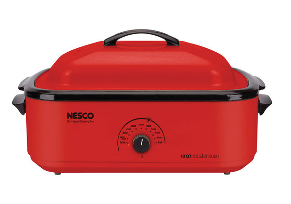 Tostador eléctrico Nesco de porcelana roja cromada de 18 qt (30 cm de alto x 38 cm de ancho x 59 cm de largo) - Oferta de la semana
