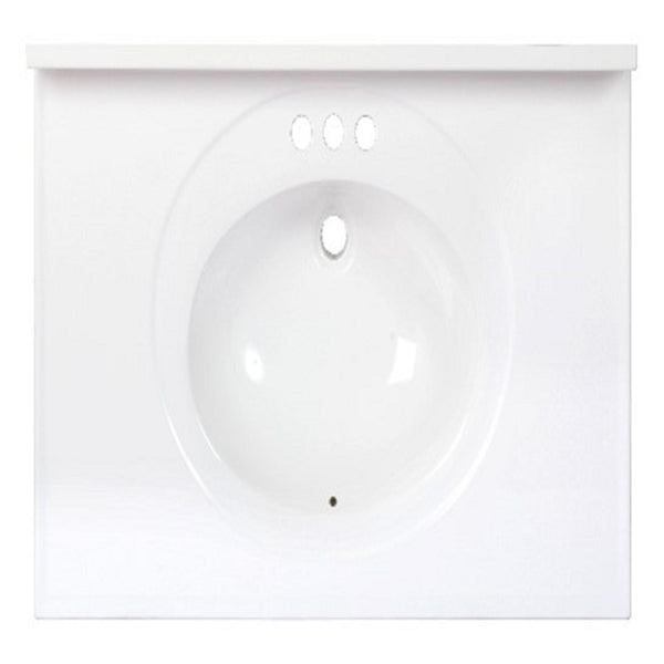 Lavabo de baño de mármol cultivado Arstar Standard de 37 pulgadas de ancho x 22 pulgadas de profundidad, color blanco