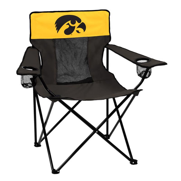 Silla plegable de director Elite de Iowa, color negro y con logotipo de Brands