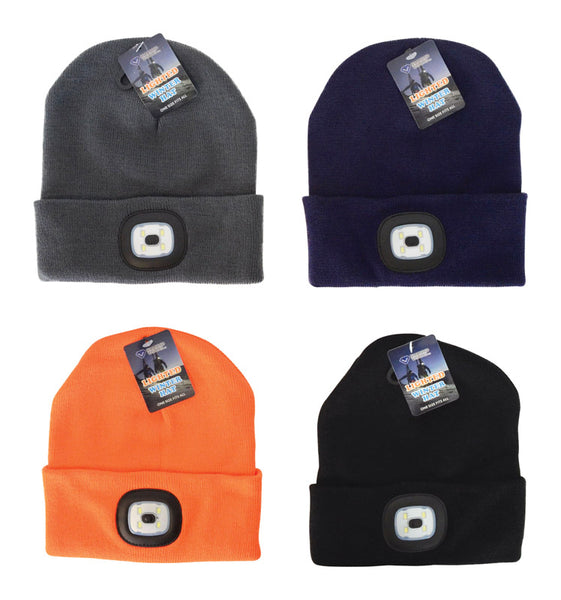 Diamond Visions Beanie Lighted Winter Hat Assorted Colors One Size Fits All (Pack of 24).