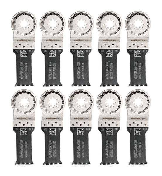 Juego de hojas de sierra bimetálicas Fein StarlockPlus de 1-1/8 pulg. x 2 pulg. de largo, paquete de 10