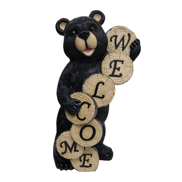 Estatua de oso de bienvenida de 18 pulgadas de resina/marrón piedra de Meadowcreek (paquete de 2)