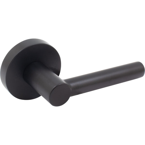 Zurich Door Lever with Round Rosette, Passage (Hall/Closet) Latch, Matte Black by Stone Harbor Hardware