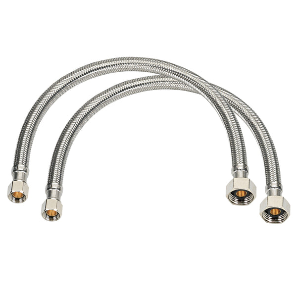 Línea de suministro de acero inoxidable trenzado Homewerks de 3/8 pulg. de compresión x 1/2 pulg. de profundidad FIP de 20 pulg.