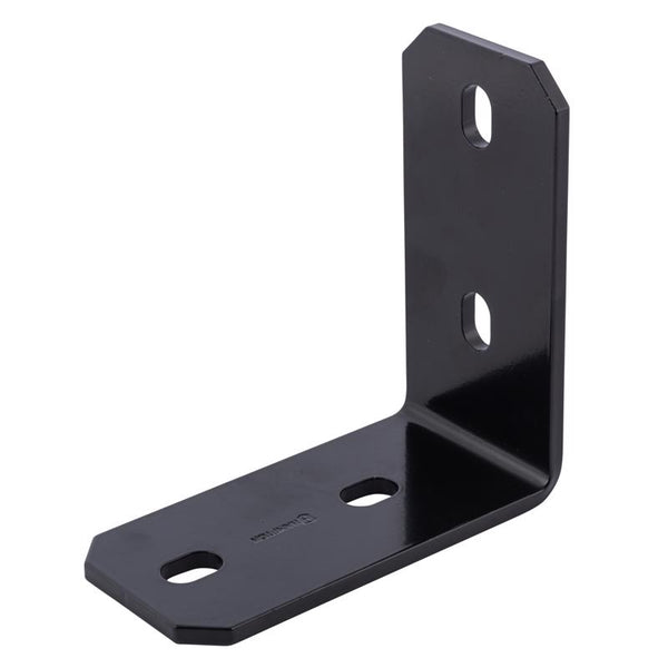 Soporte de esquina interior/exterior de acero negro Hampton de 3 pulg. de alto x 6,25 pulg. de ancho x 1/4 pulg. de profundidad