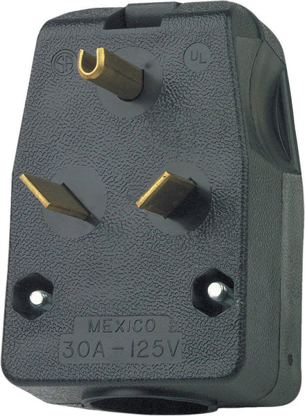 Leviton Commercial - Enchufe termoplástico con clavija angular TT-30P, calibre 14-6 AWG, 2 polos, 3 cables