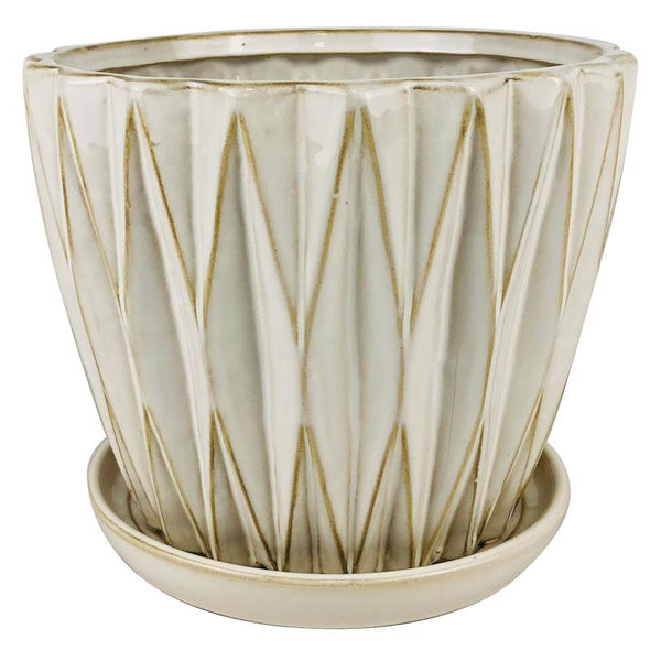 Jardinera dimensional de cerámica blanca de 9 pulgadas de alto x 10,25 pulgadas de ancho de Border Concepts (paquete de 2)
