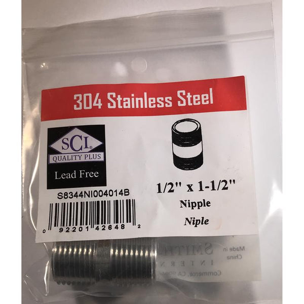 Boquilla Smith-Cooper MPT de acero inoxidable de 1/2 pulg. y 1-1/2 pulg. en L