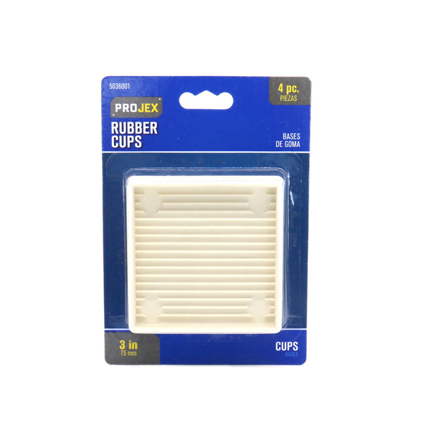 Projex Rubber Furniture Cups White Square 3 in. W X 3 in. L 2 pk