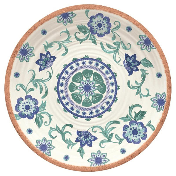 Bandeja artesanal de melamina multicolor turquesa TarHong Rio de 14 pulgadas de diámetro, 1 unidad