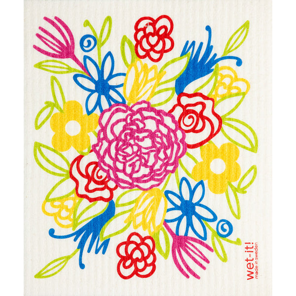 Paño de cocina con ramo de flores de algodón multicolor (1 unidad)
