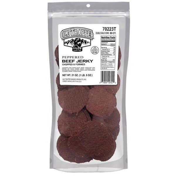 Old Trapper Double Eagle Peppered Beef Jerky 21 oz Pouch (Pack of 8)