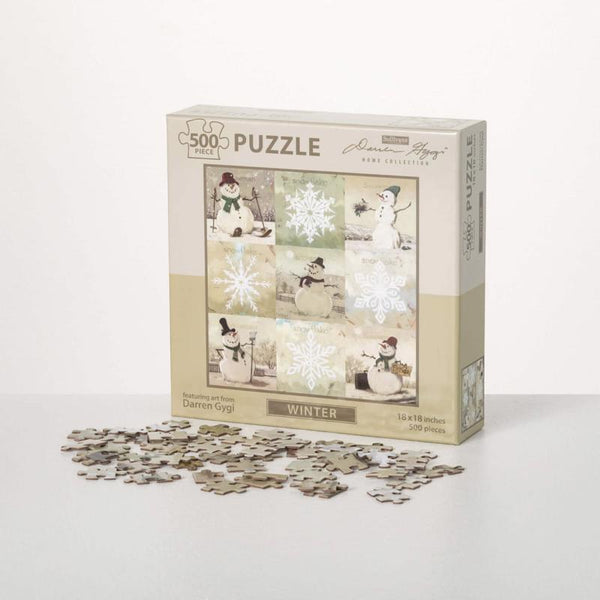 Rompecabezas de muñeco de nieve y copo de nieve de invierno multicolor Darren Gygi de Sullivans, 500 piezas (paquete de 20)