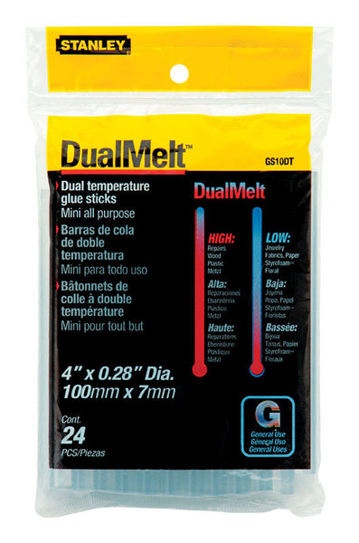 Minibarras de pegamento transparentes Stanley de 0,3 pulg. de diámetro y 4 pulg. de largo, paquete de 24