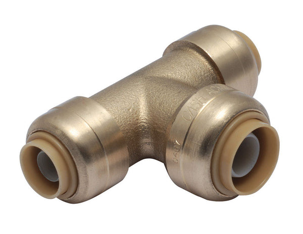 Reductor en T de latón SharkBite Push to Connect de 3/8 pulg. PTC x 3/8 pulg. D PTC