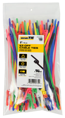 EZ-Off Cable Tie, Orange, 6-In., 100-Pk.