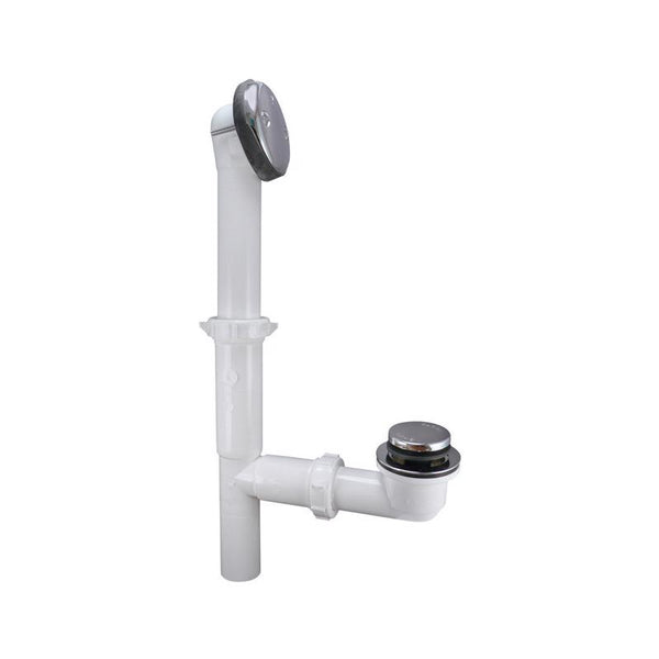 Desagüe de baño de plástico cromado de 1-1/2 pulg. de diámetro con tope Keeney Lok