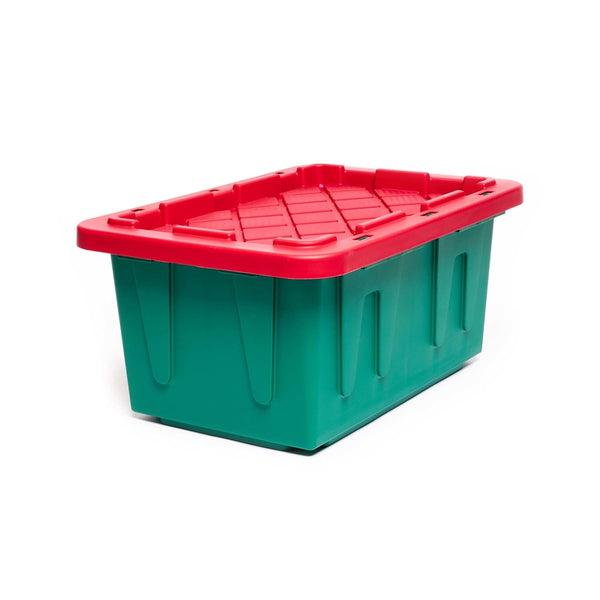 Contenedor de almacenamiento Homz de 15 galones, color verde y rojo, 12,25 pulgadas de alto x 26 pulgadas de ancho x 17,75 pulgadas de profundidad (paquete de 6)