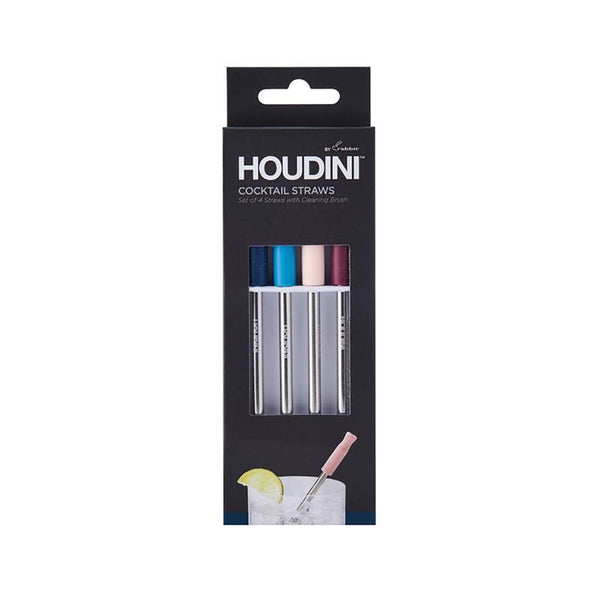 Surtido de pajitas de acero inoxidable y silicona para cócteles de Houdini