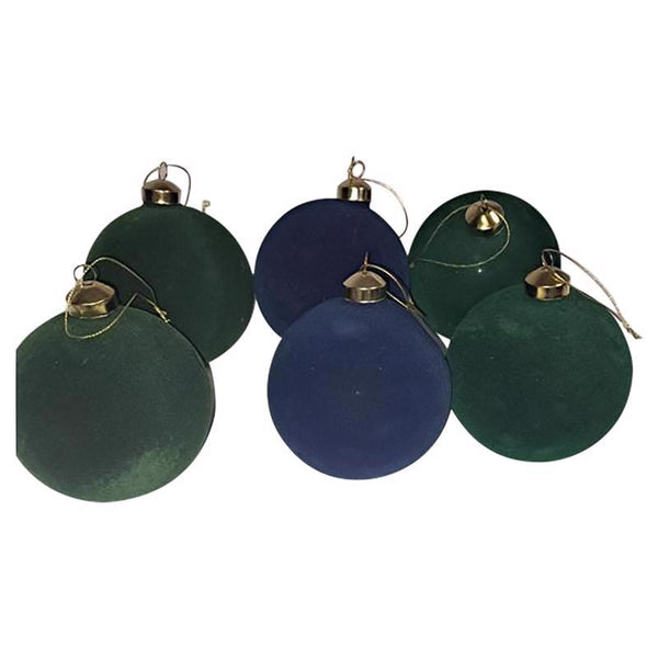 Adorno de bola de terciopelo azul/verde de Sullivans, 4 pulgadas (paquete de 8)