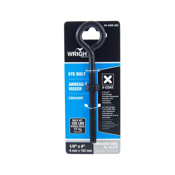 Tuerca de perno de ojo de acero negro Wright de 1/4 pulg. X 4 pulg. L incluida