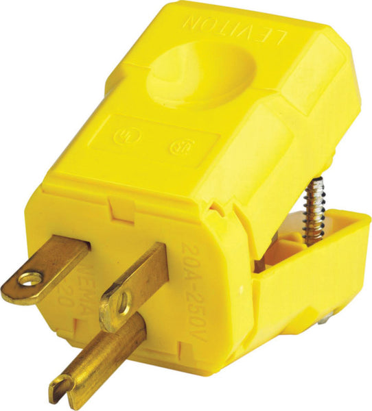 Leviton Industrial - Clavija de conexión a tierra de nailon con hoja recta, 6-20P, calibre 18-10 AWG, 2 polos, 3 cables