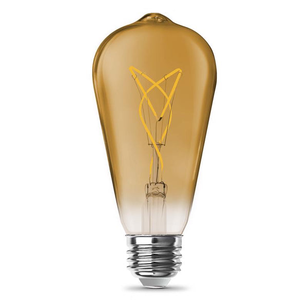 Bombilla LED de filamento Feit ST19 E26 (mediana), ámbar, equivalente a 60 vatios, paquete de 2