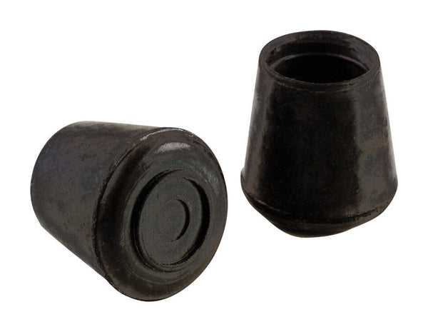 Punta de goma para pata de pastor, redonda, negra, de 1 pulgada de ancho, paquete de 4 (paquete de 6)