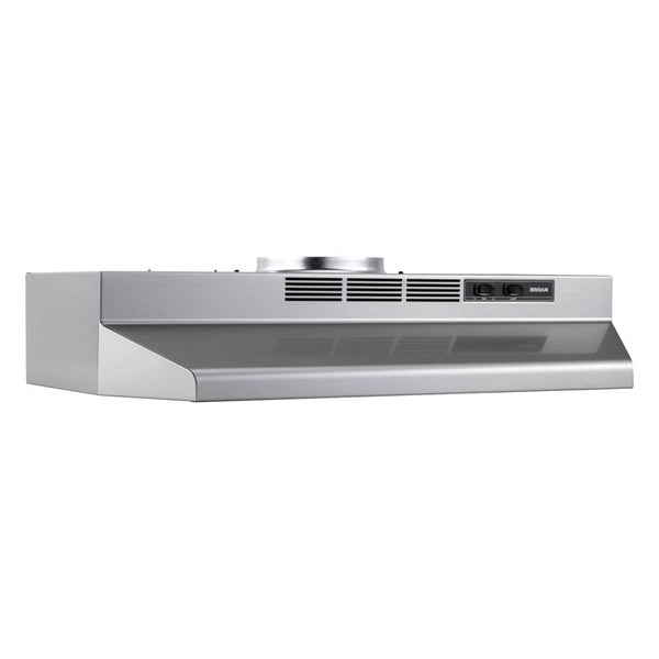 Campana extractora convertible Broan de 36 pulgadas de ancho, color plata - Caja abierta
