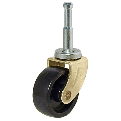 Rueda giratoria, negra con acabado de latón, vástago de madera, 1-5/8 pulg., paquete de 2.