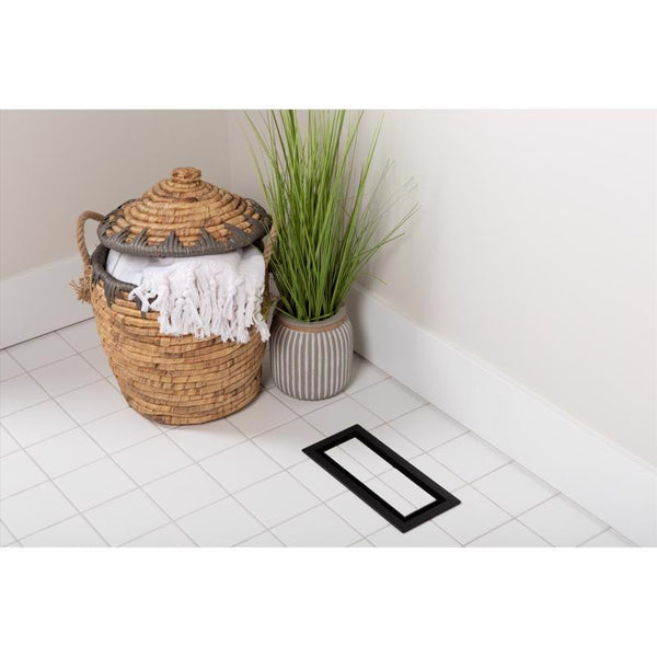 Rejilla de ventilación de piso de plástico ABS negro mate de 1-7/8 pulg. de alto x 12-7/8 pulg. de ancho Fittes Aria Vent