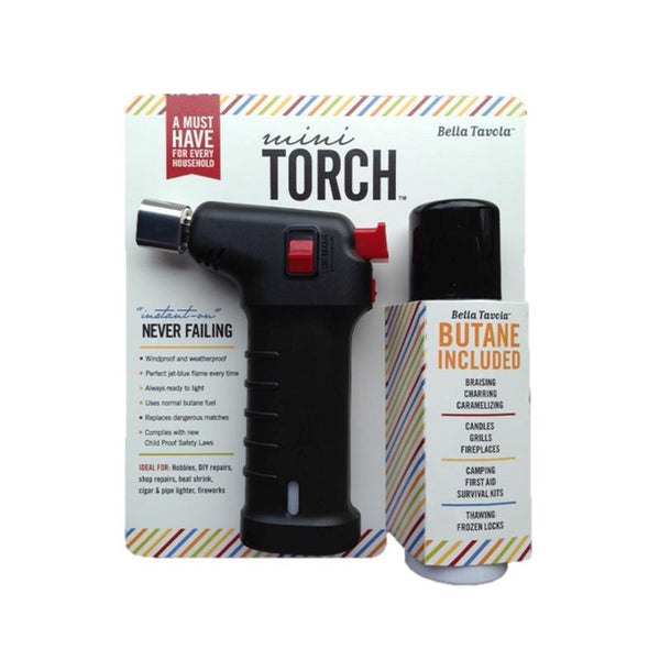 Bella Tavola Black ABS Plastic Mini Torch with Fuel 1.5 oz