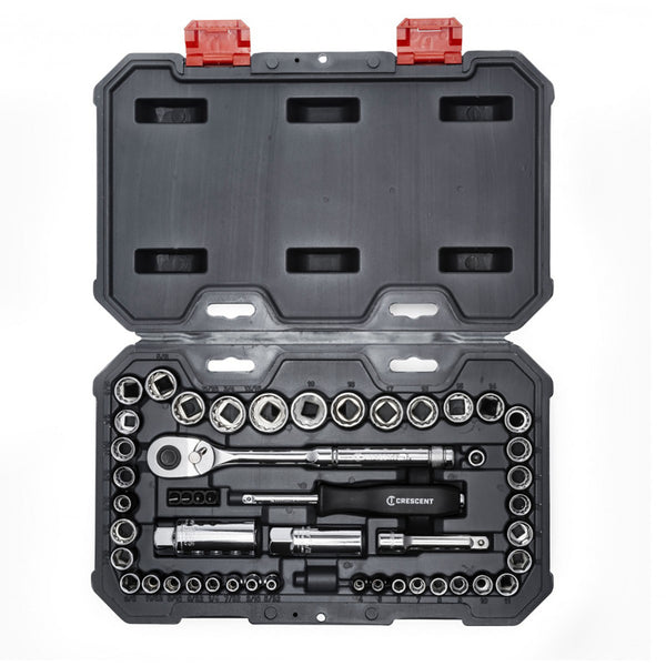 Crescent 1/4 and 3/8 in. drive Metric/SAE 6 and 12 Point Socket Wrench Set 50 pc