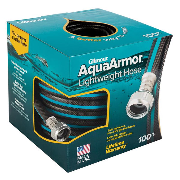 Manguera de jardín ligera extensible Gilmour AquaArmor de 1/2 pulg. de diámetro y 100 pies de largo - Oferta de la semana