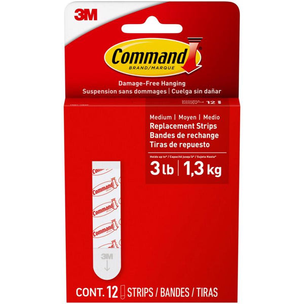 Tiras de repuesto de espuma 3M Command Medium de 2,75 pulgadas de largo, paquete de 12