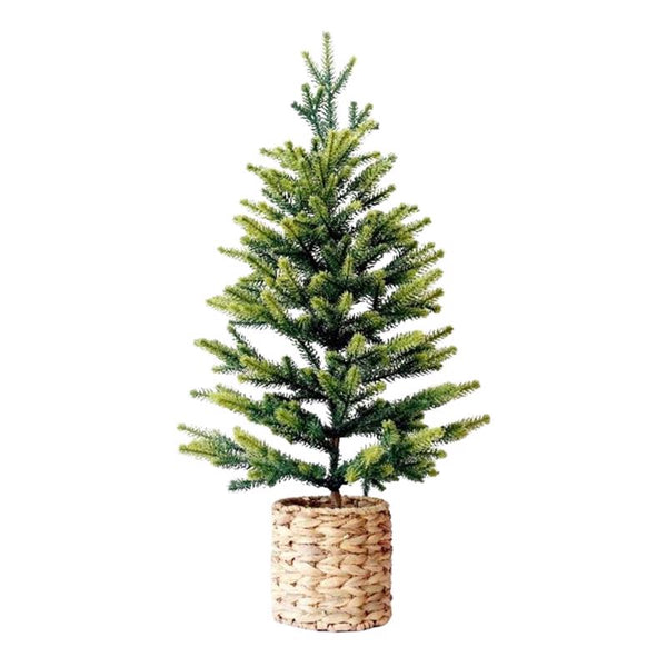 Árbol de Navidad con base de canasta de jacinto verde Celebrations de 24 pulgadas