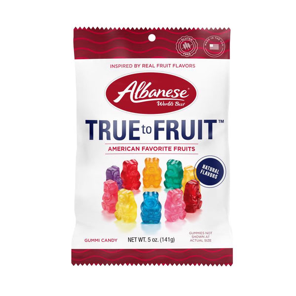 Ositos de goma surtidos True to Fruit de Albanese, 5 oz (paquete de 12)