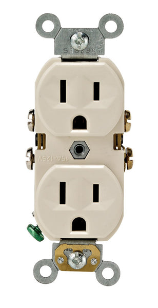Leviton - Toma de corriente dúplex de 15 amperios, 125 V, almendra, 5-15R, paquete de 1