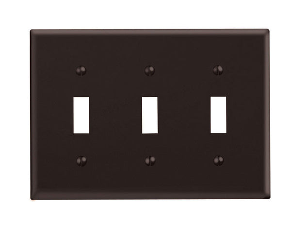Placa de pared con interruptor basculante de plástico Leviton Brown de 3 unidades, paquete de 1