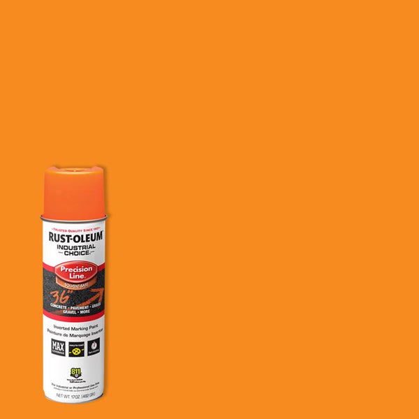 Pintura en aerosol para marcado invertido de líneas de precisión naranja Rustoleum 203027 de 17 oz (paquete de 12)