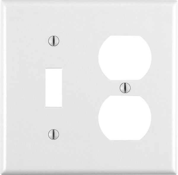 Leviton White 2 gang Plastic Duplex/Toggle Wall Plate 1 pk (Pack of 25)