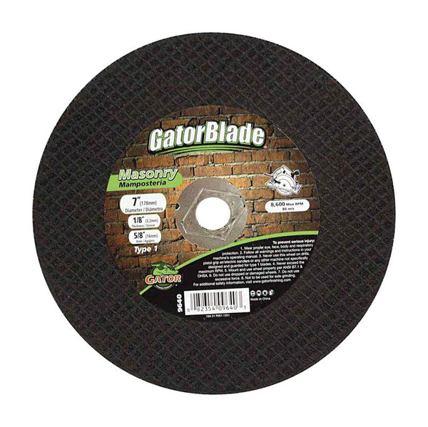 Hoja de corte para mampostería Gator de 7 pulg. de diámetro exterior y 5/8 pulg. de óxido de aluminio, 1 pieza