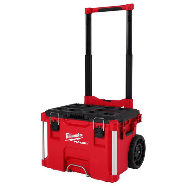 Caja de herramientas con ruedas Milwaukee Packout de 18,6 in, color negro y rojo