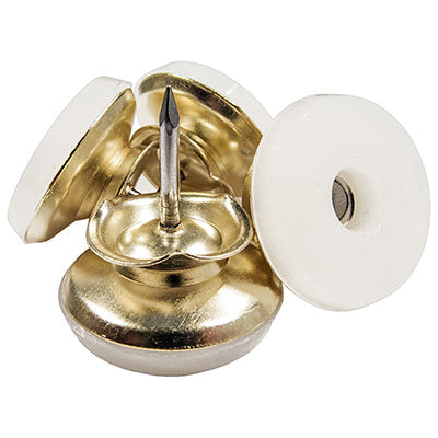 Guías giratorias para muebles, para clavar, latón dorado/plástico, diámetro exterior de 1 pulg., paquete de 4.