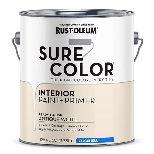 Rust-Oleum Sure Color Eggshell Antique White Water-Based Paint + Primer Interior 1 gal (Pack of 2)