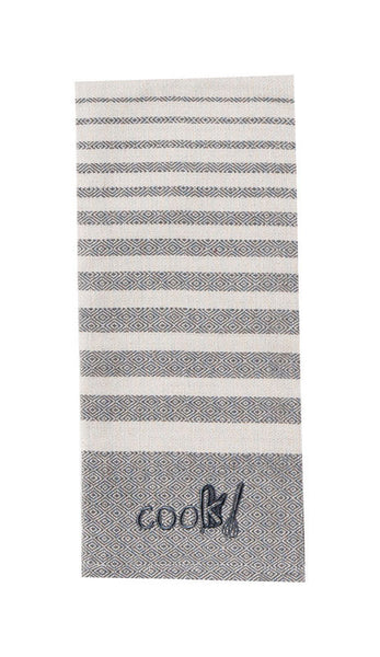Kay Dee Cooks Kitchen Graphite Cotton Embroidered Tea Towel (Pack of 6)