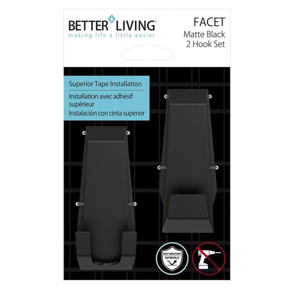 Gancho para baño negro mate Better Living Facet de 3,38 pulg. de alto x 1,25 pulg. de ancho x 1,5 pulg. de largo