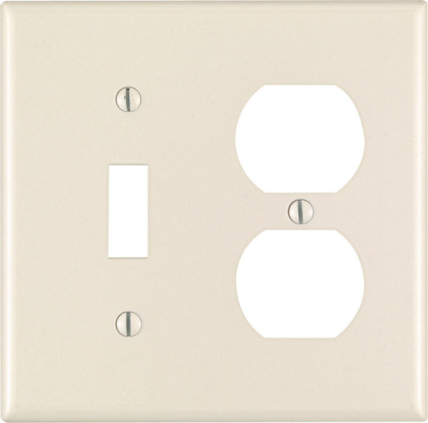 Placa de pared de plástico dúplex/conmutable de 2 entradas Leviton Almond, paquete de 1