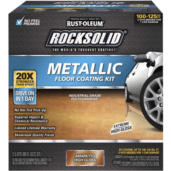 Kit de revestimiento para pisos de garaje Rust-Oleum RockSolid High-Gloss Amaretto de 70 oz